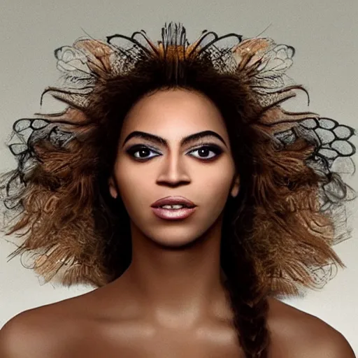 Image similar to bee with human face resembling beyonce