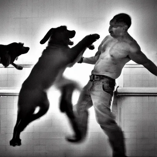 Prompt: vicious dogs fighting, black and white, highly detailed, communist, space, futuristic, hyper real