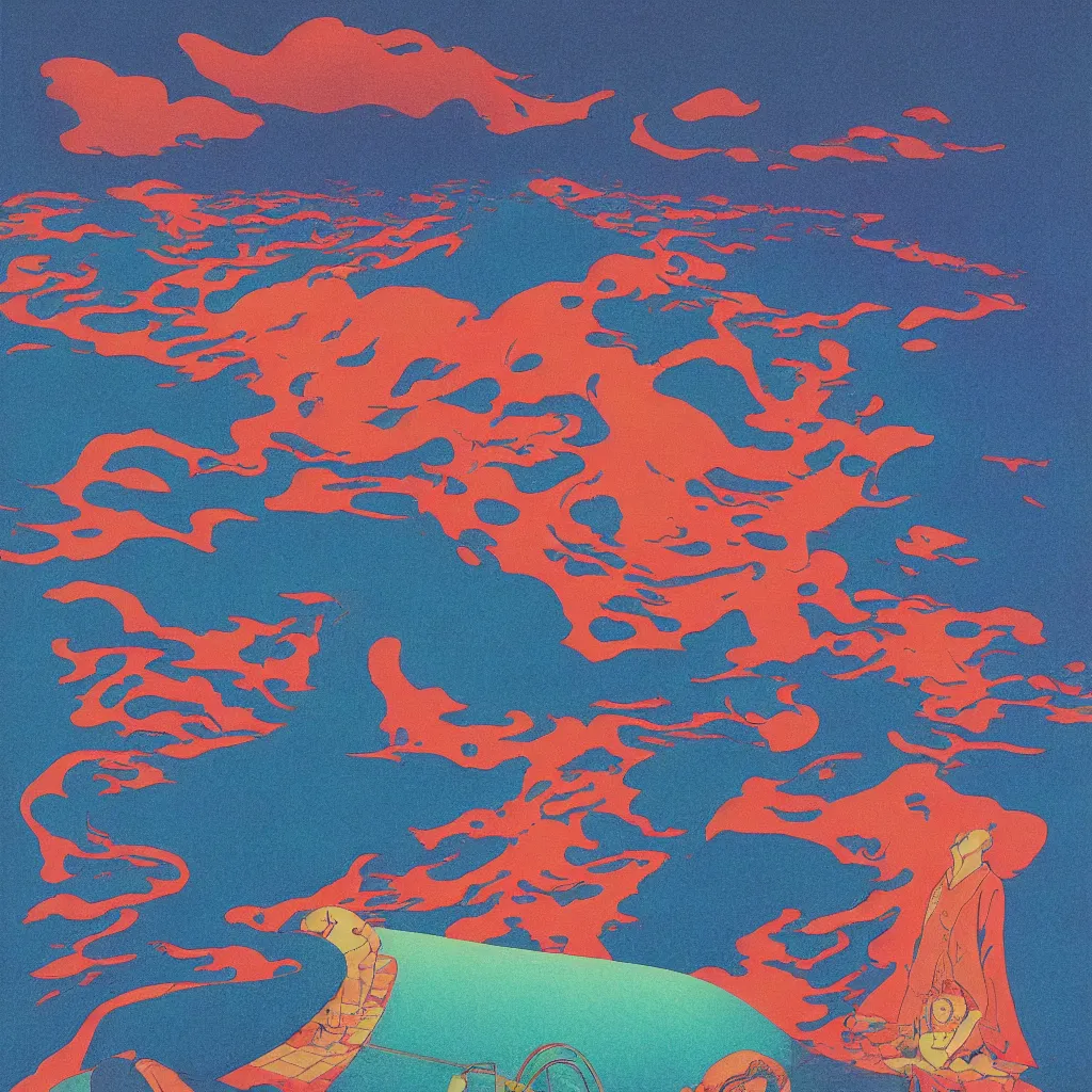 Image similar to a paper blotter tab of LSD acid melting into a surreal psychedelic hallucination, screenprint by kawase hasui, moebius, Edward Hopper and James Gilleard, Zdzislaw Beksinski, Steven Outram colorful flat surreal design, hd, 8k, artstation