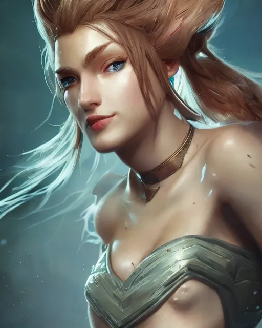 Image similar to league of legends portrait, au naturel, hyper detailed, digital art, trending in artstation, cinematic lighting, studio quality, smooth render, unreal engine 5 rendered, octane rendered, art style by klimt and nixeu and ian sprigger and wlop and krenz cushart.