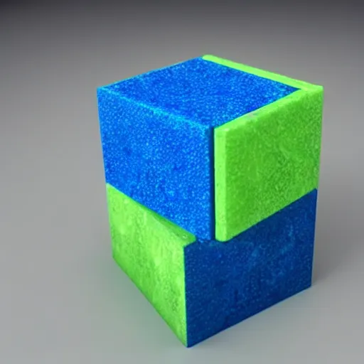 Image similar to 3 dimensional cube made of blue raw meat