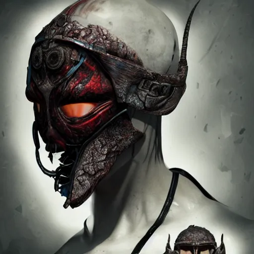 Prompt: Very very very very highly detailed epic central composition photo of demonic face with baseball mask, intricate, dystopian, sci-fi, extremely detailed, digital painting, artstation, concept art, smooth, sharp focus, illustration, intimidating lighting, incredible art by Anna Dittmann, Octane render in Maya and Houdini