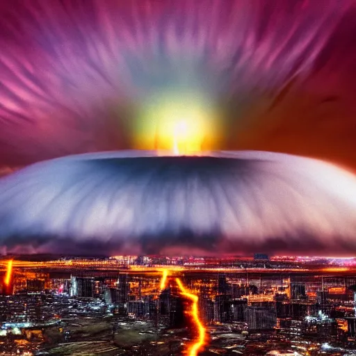 Image similar to nuclear explosion in city, 4 k