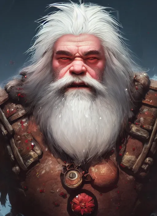 Prompt: dwarf with white hair, red iris, long beard, pale snow white skin, full body character portrait, colorful, octane render, unreal engine, studio lighting, photorealistic, highly detailed, digital art by studio ghibli and greg rutkowski