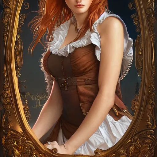 Image similar to ultra realistic illustration, bella thorne as barmaid, intricate, elegant, highly detailed, digital painting, artstation, concept art, smooth, sharp focus, illustration, art by artgerm and greg rutkowski and alphonse mucha