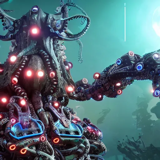 Prompt: cybernetic octopus from Horizon Zero Dawn