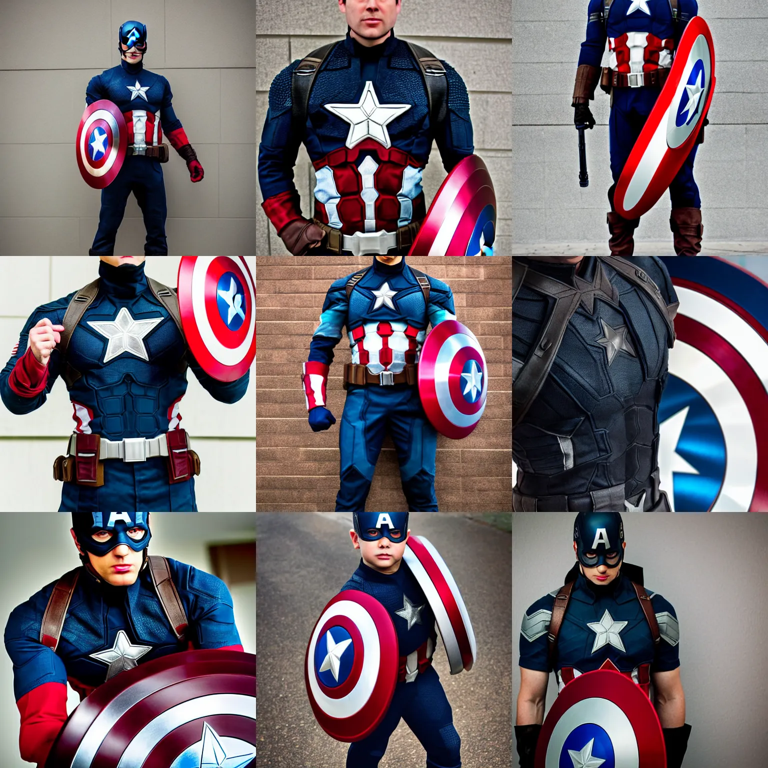 Prompt: captain america full black costume photograph, telephoto sigma 8 5 mm f / 1. 4