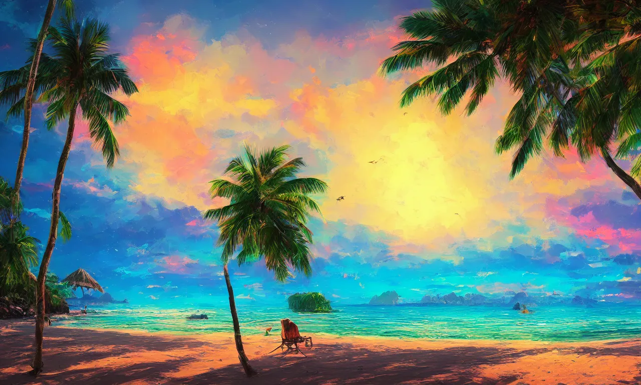 Image similar to paradise beach by alena aenami artworks in 4 k