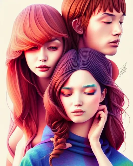 Image similar to richly detailed color illustration of a growing-closer-together illustrated by Artgerm and Mina Petrovic and Timothy Kong and Marina Federovna. 3D shadowing