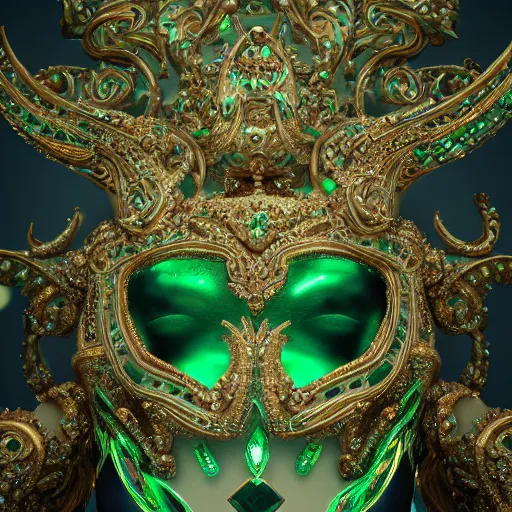 Image similar to princess of emerald, majestic, ornate, 8 k, intricate, detailed, accent lighting, dramatic light, octane render