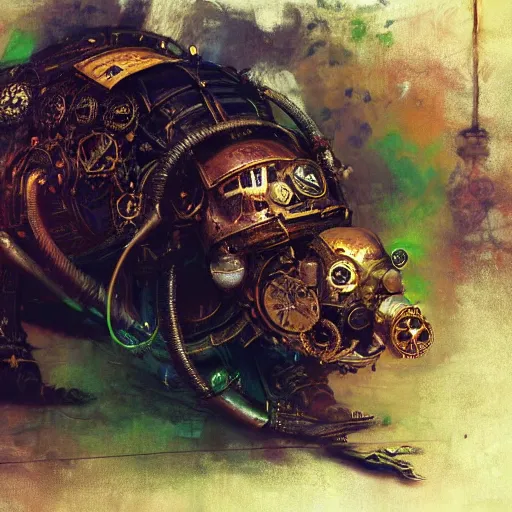 Image similar to steampunk rat, acid, 303, psychedelic, by ruan jia