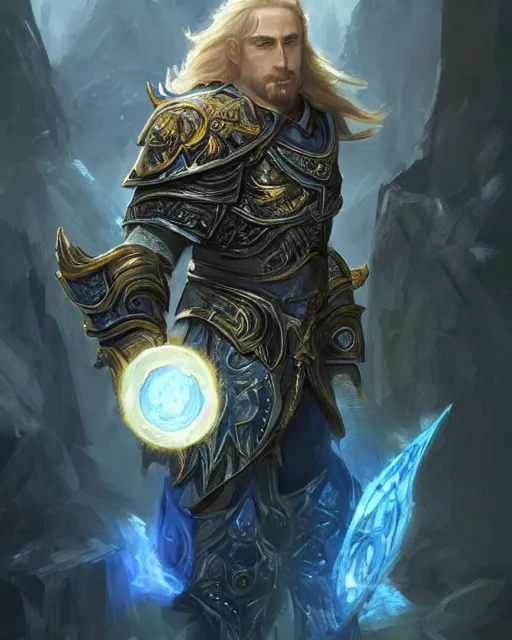 Image similar to portrait of arthas menethil, fantasy, intricate, sharp focus, lens flare, bloom, rim light, illustration, highly detailed, digital painting, concept art, matte, art by ruan jia. front view