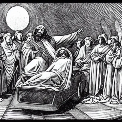 Prompt: jesus taking the wheel