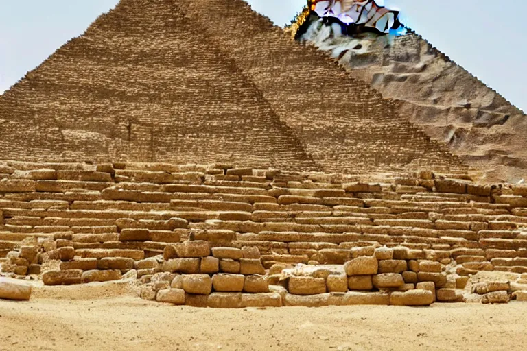 Image similar to photo of how pyramids were built, 4k