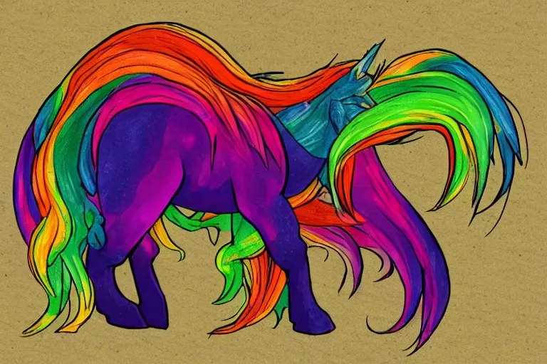 Prompt: Cthulhu-style rainbow pony in the universe