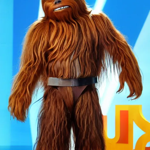 Prompt: chewbacca hosts the nickelodeon kid's choice awards, television broadcast