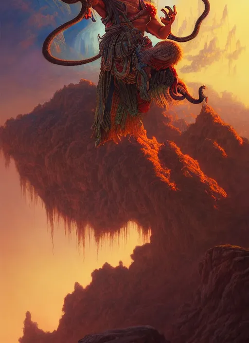 Image similar to the monkey king, in the style of tomasz alen kopera and fenghua zhong and peter mohrbacher, mystical colors, rim light, beautiful lighting, 8 k, stunning scene, raytracing, octane, trending on artstation