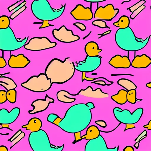 Image similar to pink duck, illustration waldo