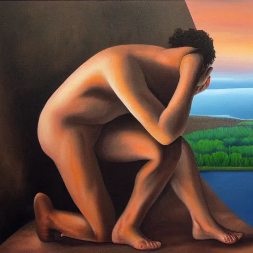 Image similar to surreal painting from the thinker