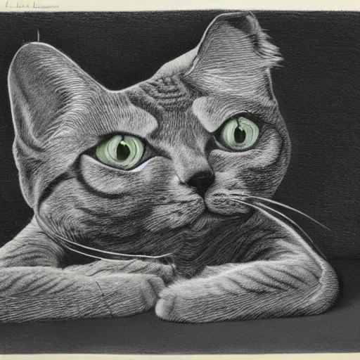 Prompt: A cat in the style of laurie lipton