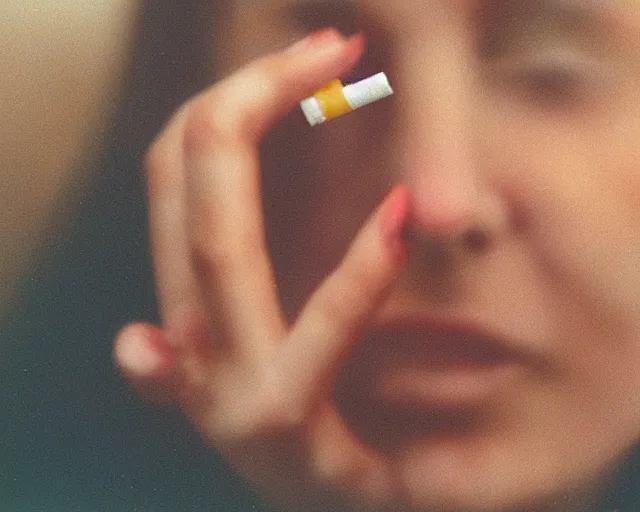 Image similar to a lomographic photo of woman hand with cigarette