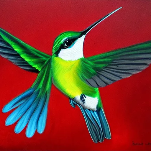 Image similar to painting of a hummingbird, ultra realistic, beautiful