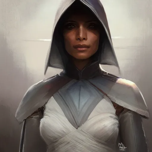 Image similar to darth alphinaud leveilleur, freida pinto, art by artgerm and greg rutkowski and magali villeneuve, portrait, highly detailed, headshot, intricate, elegant, digital painting, trending on artstation, concept art, sharp focus, illustration