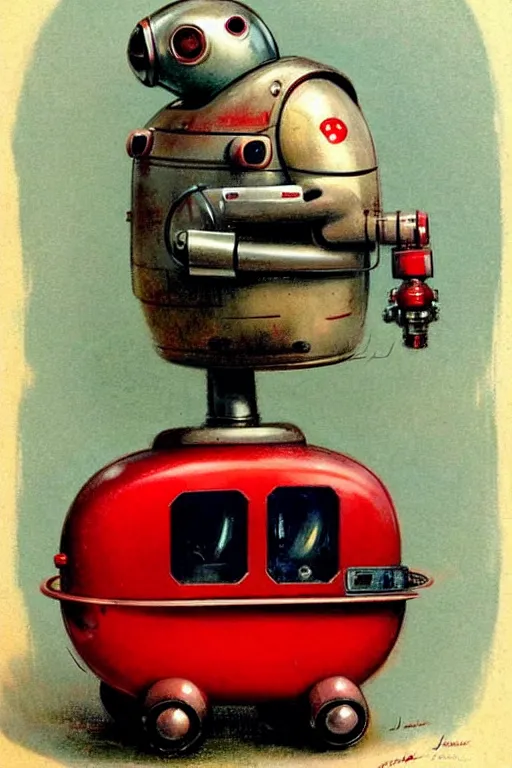 Prompt: ( ( ( ( ( 1 9 5 0 s retro future android robot fat robot mouse red wagon. muted colors., ) ) ) ) ) by jean - baptiste monge,!!!!!!!!!!!!!!!!!!!!!!!!!