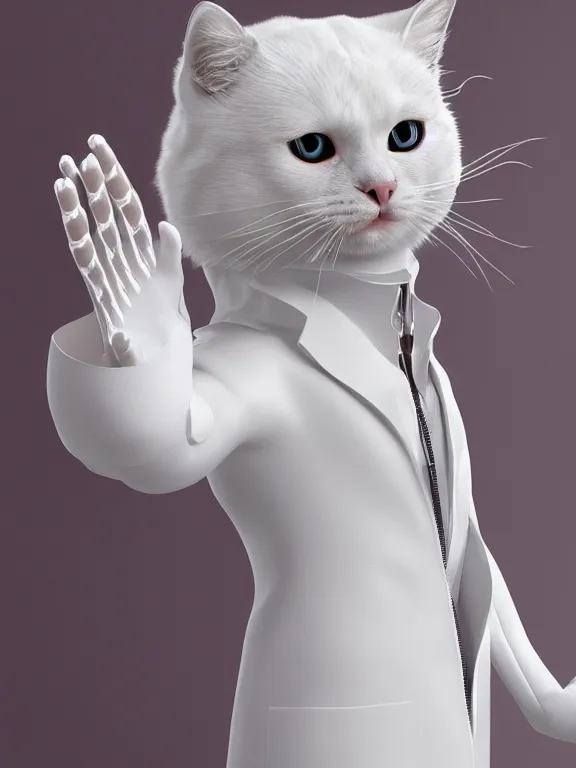 a humanoid cat wearing a scientist white coat, digital, Stable Diffusion