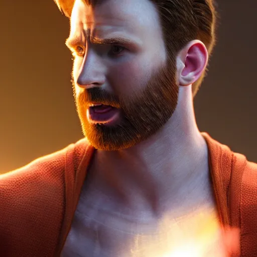 Prompt: chris evans in her 2 0 1 3, trending on artstation, featured on cgsociety, photorealistic art style!!!!!!, daz 3 d, unreal engine 5, cryengine, volumetric lighting, bioluminescent lighting, glowing atmosphere, god - rays, 4 k, 8 k