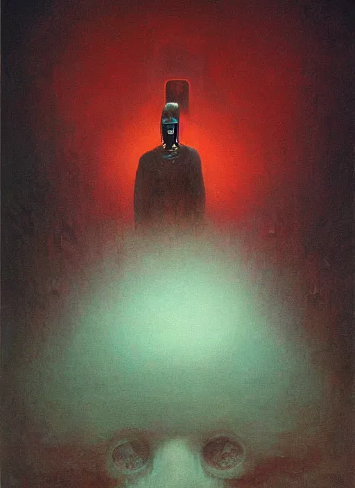 Image similar to A painting of Elon Musk in style of Beksinski. Very detailed