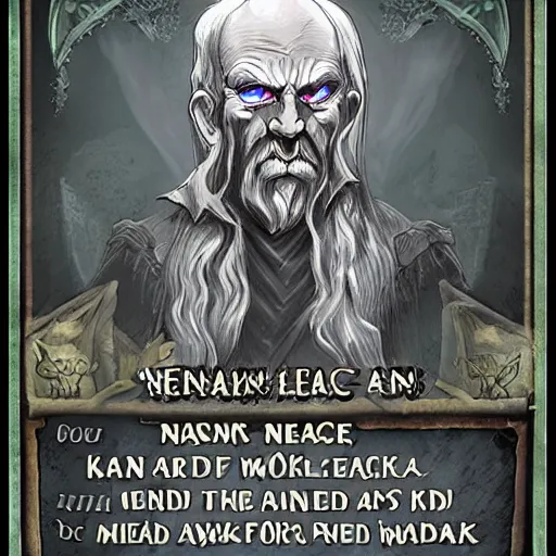 Image similar to dark, evil necromancer with the face of a kind gentle wise old man