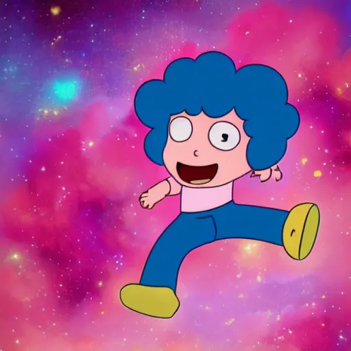 Image similar to Steven universe jumping in joy in a pink nebula, featured