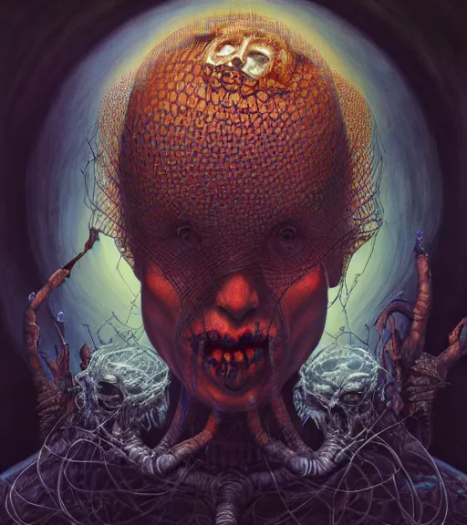 Prompt: portrait, nightmare anomalies, queen by dariusz zawadzki, kenneth blom, mental alchemy, james jean, pablo amaringo, naudline pierre, contemporary art, hyper detailed