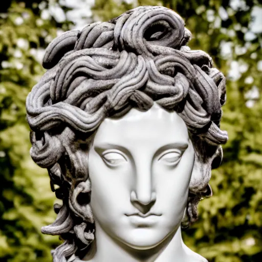 Image similar to a real portrait photo of the mythological medusa, award winning, shallow focus