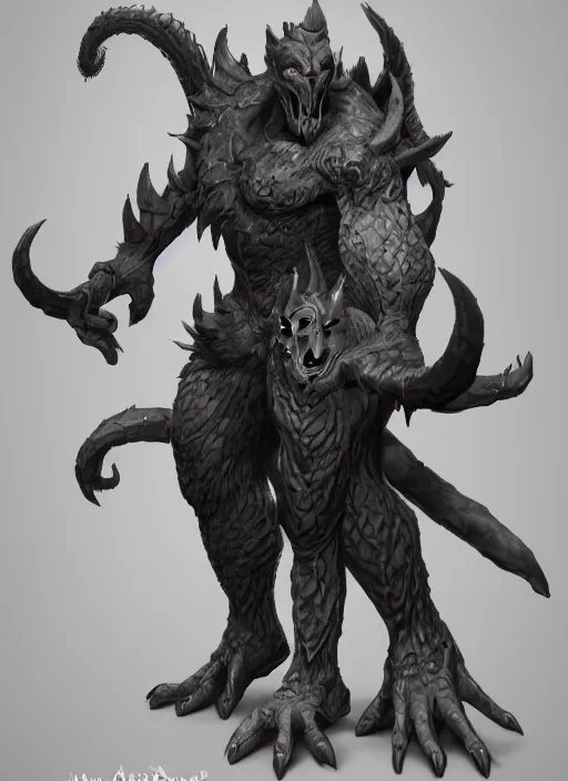 Image similar to а fantasy Proto-Slavic mythology, demon creatures inspired blizzard games, full body, detailed and realistic, 4k, top-artstation, octane render