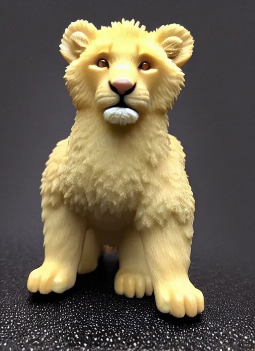 Prompt: 80mm resin detailed miniature of fluffy lion cub, Product Introduction Photos, 4K, Full body, simple background