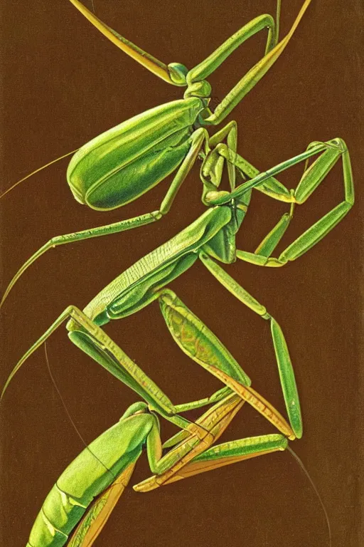 Prompt: praying mantis, by pierre - joseph redoute