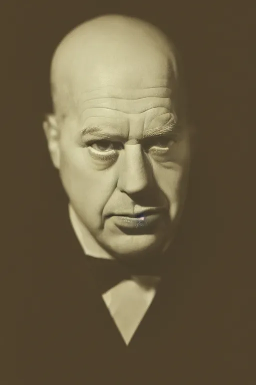 Image similar to studio portrait of man that looks excactly like homer simpson, lookalike, as if homer simpson came to life, soft light, black background, fine details, close - up, award winning photo by george hurrell