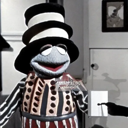 Image similar to freddy kruger visiting the muppets on sesame street, 70s video