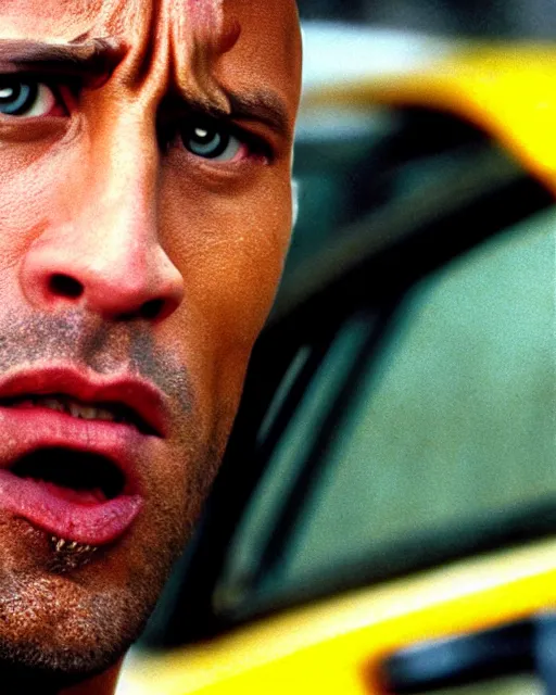 Image similar to film still close - up shot of dwayne johnson as travis bickle from the movie taxi driver. photographic, photography