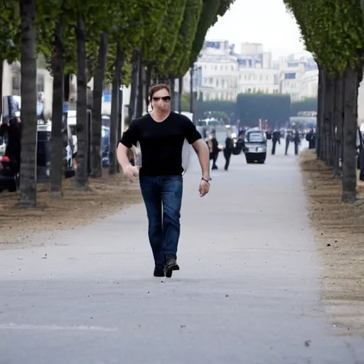 Image similar to T-800 walks in the avenue des champs elysée