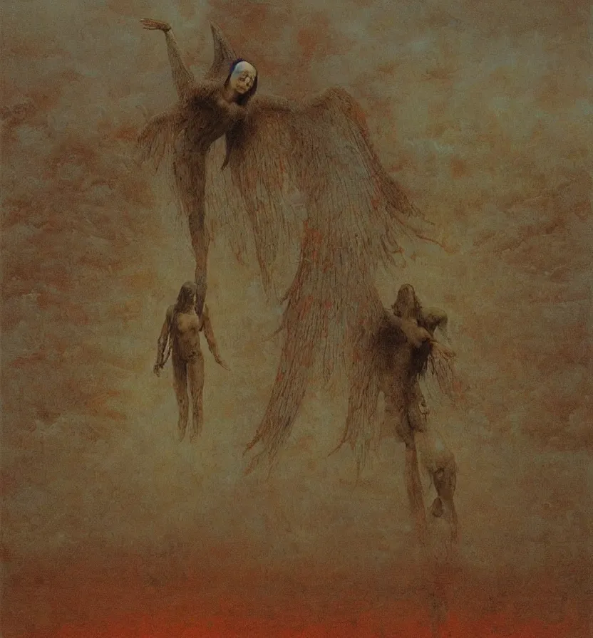 Image similar to Chiquito de la calzada with the wings of an angel, beksinski