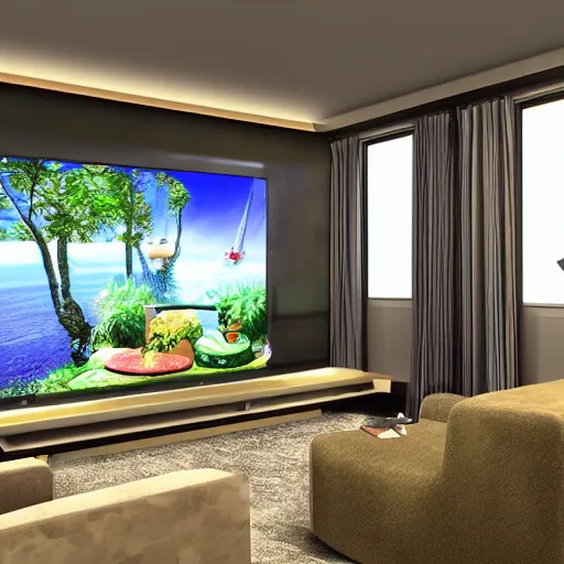 Prompt: the jetson's living room view, photorealistic,