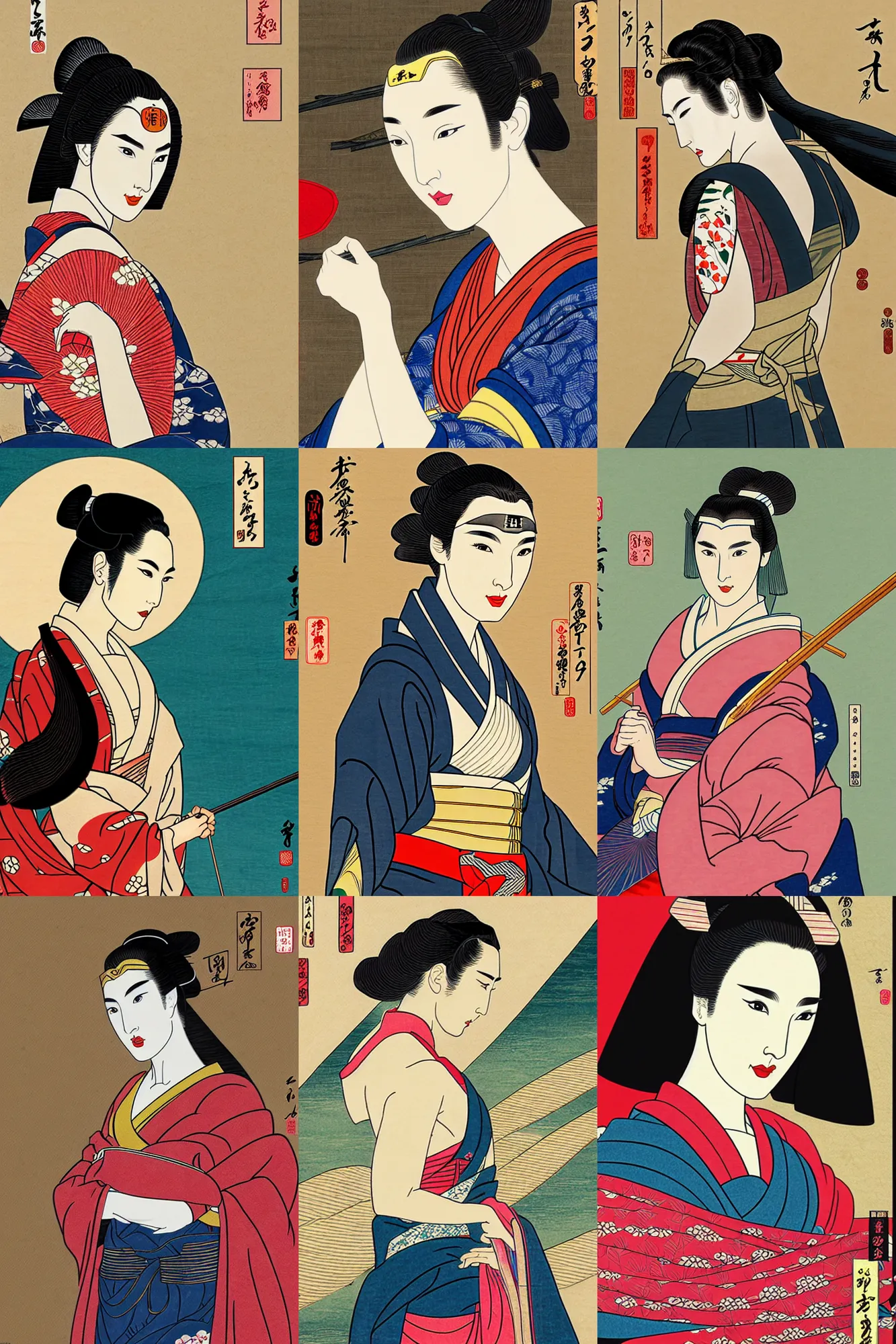 Prompt: gal gadot as maiko in ukiyo - e art, ultra detailed, 4 k