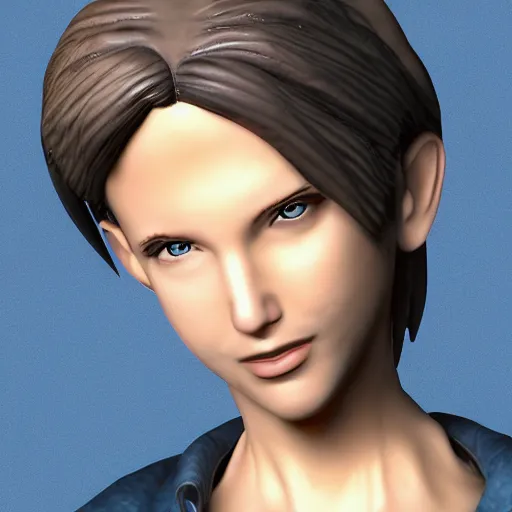 Image similar to jill valentine by bill watterson. 3 d render.