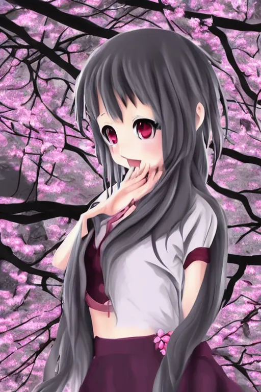 Prompt: anime girl, anime style drawing, cherry blossom in the background