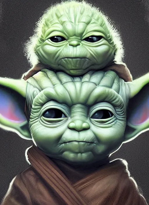 Image similar to digital _ painting _ of _ viking baby yoda _ by _ filipe _ pagliuso _ and _ justin _ gerard _ symmetric _ fantasy _ highly _ detailed _ realistic _ intricate _ port