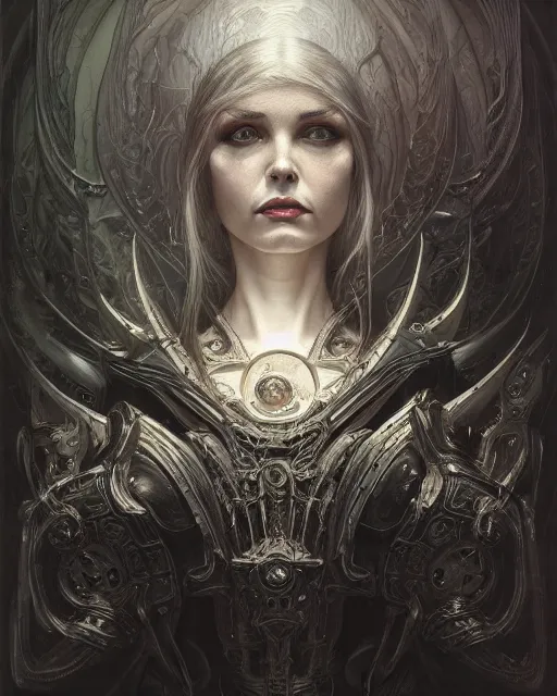 Image similar to art by giger, deep focus, d & d, dark & crreepy fantasy, intricate, elegant, highly detailed, digital painting, artstation, concept art, matte, sharp focus, illustration, hearthstone, art by artgerm and greg rutkowski and alphonse mucha