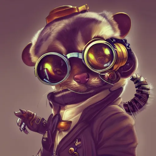 Prompt: a profile picture of a rodent with steampunk googles, by ROSS tran, 4k